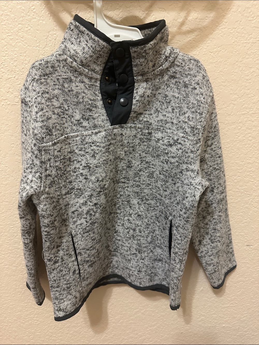 Kids Heather Gray Pullover Hoodie with Snap Placket